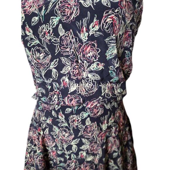 Joie Nanon Floral 100% Silk Dress Dark Navy ‎ medium cottagecore - Picture 2 of 8